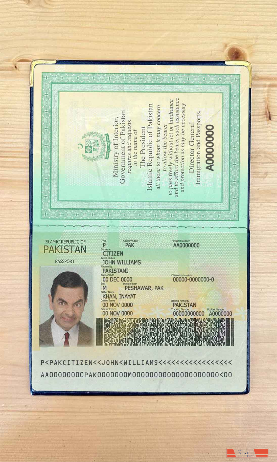 Pakistan passport photo look PSD template